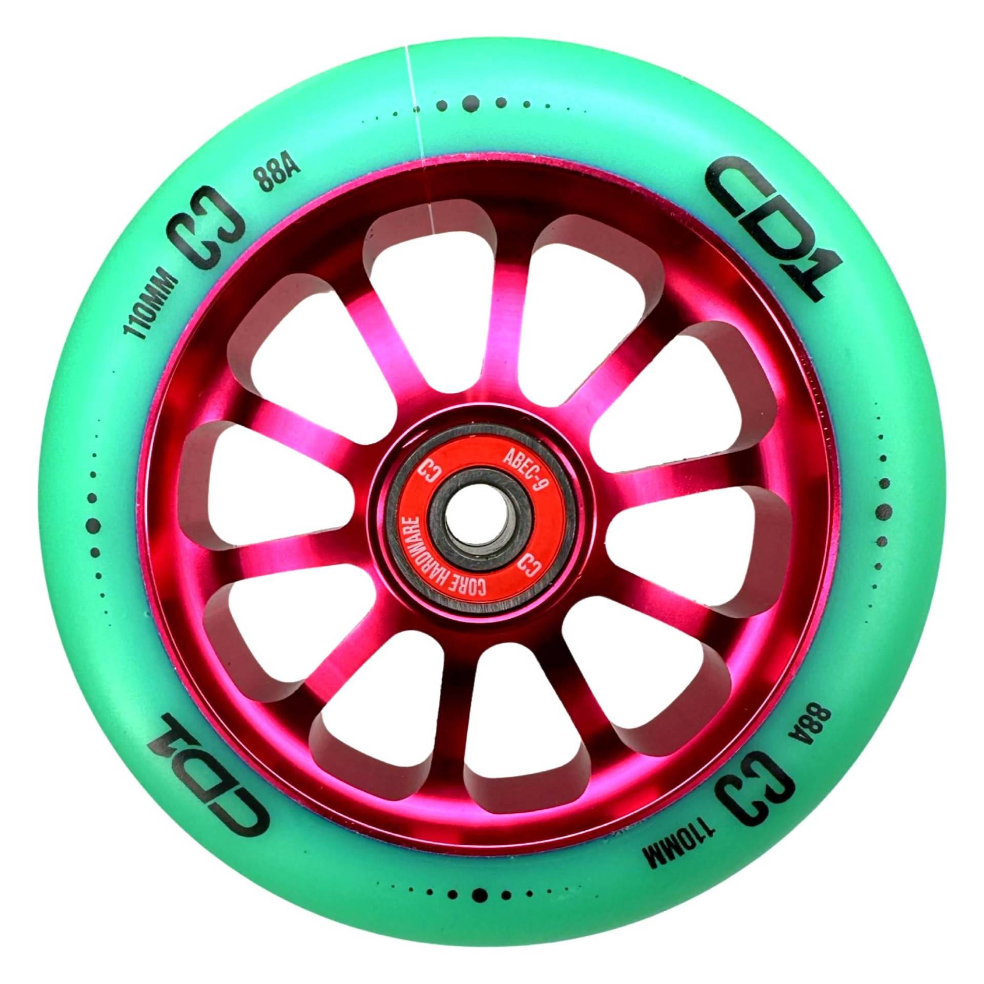 Core CD1 Stunt Scooter Rolle 110mm I Kinder I Roller I Trick I Tret I Wheel I Rad I Reifen I Ersatz I Teile (Pink/Petrol) von F26