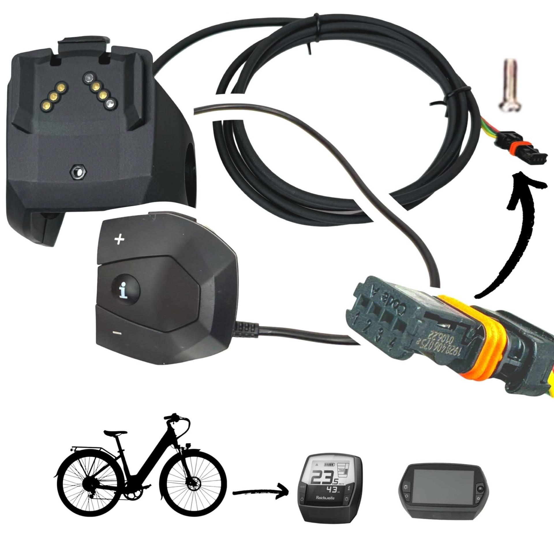 F26 Original Intuvia & Nyon Displayhalter + Fahrrad E-Bike Schalteinheit/Bedienheinheit Taster Displayhalter+Bedienteil für Performance Line BDU2XX BDU3XX BDU4XX von F26