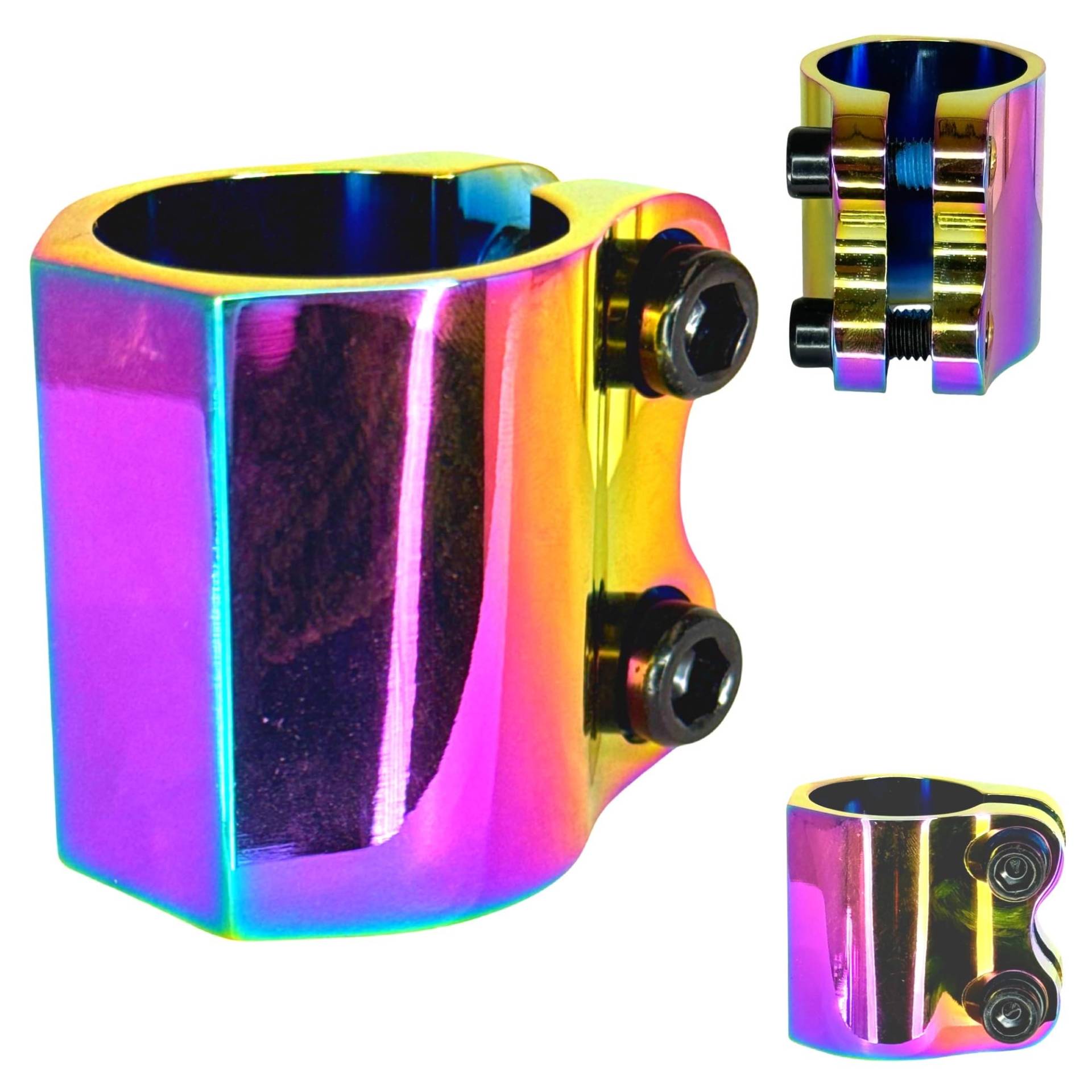 MGP Madd Gear V2 Double Stunt-Scooter Clamp 31,8 Trick Tret Roller Lenker Klemme Rainbow Neochrome von F26