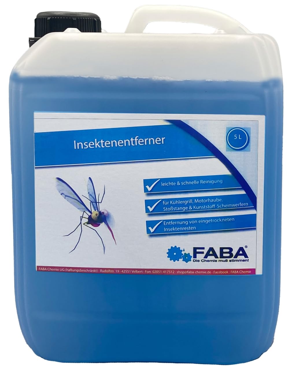 FABA Insektenlöser 5 L, Insektenentferner, Insektenreiniger. Geeignet für KFZ, Lack, Glas, Kunststoff & Chrom. von FABA