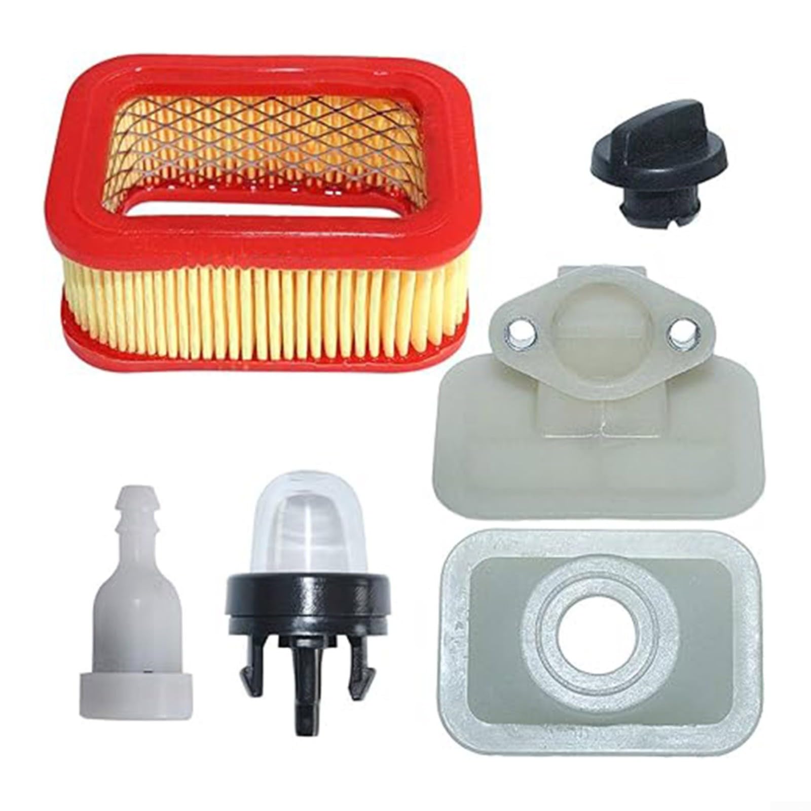 FACAIIO 6-teiliges Kettensägen-Luftfilter-Set für 5200 5800 52CC 58CC Modelle enthalten 1 Luftfilter, 1 Sockel, 1 für Primerbirne, 1 Kraftstofftankentlüftung, 1 Ausgleichsventil, 1 Knaufabdeckung von FACAIIO