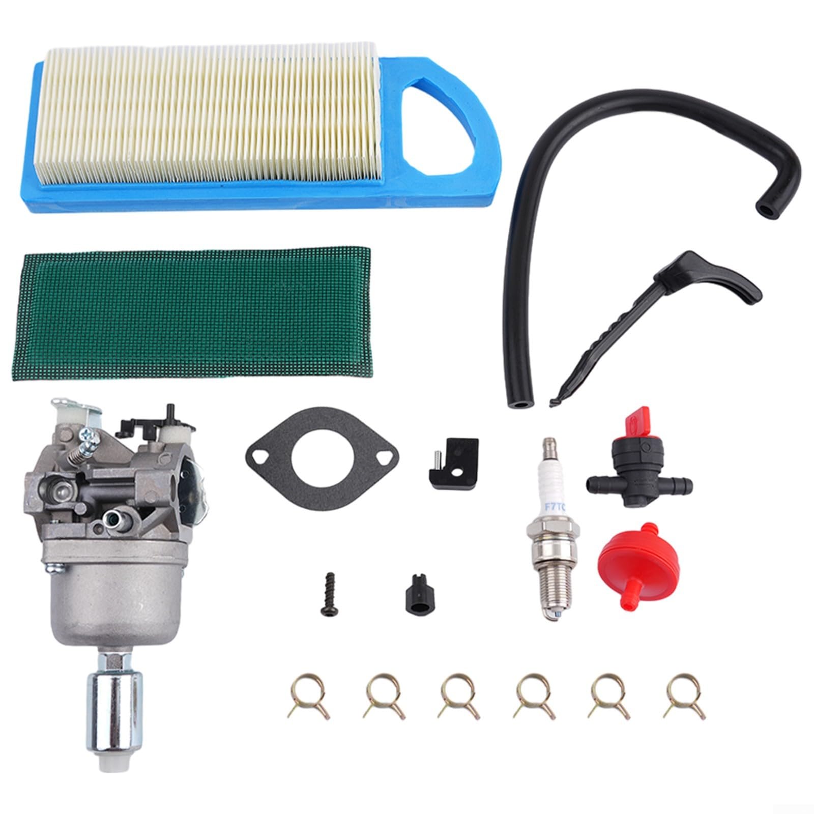 FACAIIO Vergaser-Ersatz-Set für 17,5 PS Motor 795366 792060 mit Luftfilter, Zündölrohrgriff, Schalter, Rohrschnalle von FACAIIO