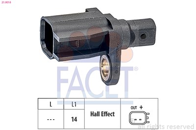 Facet Sensor, Raddrehzahl [Hersteller-Nr. 21.0018] für Ford, Mazda, Volvo von FACET