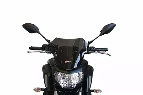 Windschild, dunkelgrau, hoch, kompatibel mit Yamaha MT07 (18) Code 29022 mit lackierten Anschlüssen, Maße: Höhe 312 x Breite 320 mm, Dicke 3 mm. von FACO