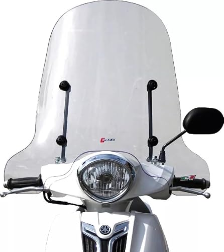 Windschutzscheibe kompatibel mit Yamaha D'Elight 125 cc bis 2020, Art. 23301, Marke FACO Höhe 630 mm, Breite 650 mm, 1 Scheibe 1 Befestigungsset von FACO