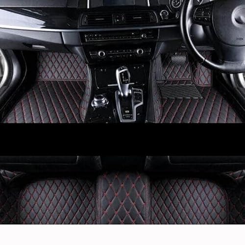 Auto-Fußmatte Auto Fußmatten Für Civic 2015-2012 Auto Dekoration Leder Teppiche Zubehör Styling Teile Schützen Wasserdicht Autoteppich(RHD Black RED) von FACSER