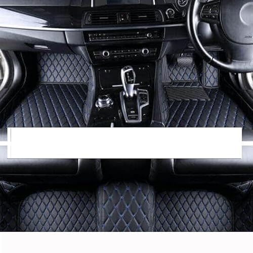 Auto-Fußmatte Auto Matten Für Q5 8R MK1 2009-2017 Luxus Leder Teppich Langlebig Anti Schmutz Teppich Auto Set Auto Innen Zubehör Autoteppich(RHD Black Blue) von FACSER