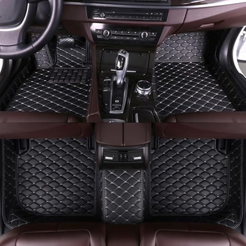 Auto-Fußmatte Benutzerdefinierte Auto Luxus Leder Auto Boden Matte Für FIAT Für Grand Für Punto 2005 2006 2007 2008 Auto Matte Wasserdicht Zubehör Autoteppich(Black White) von FACSER