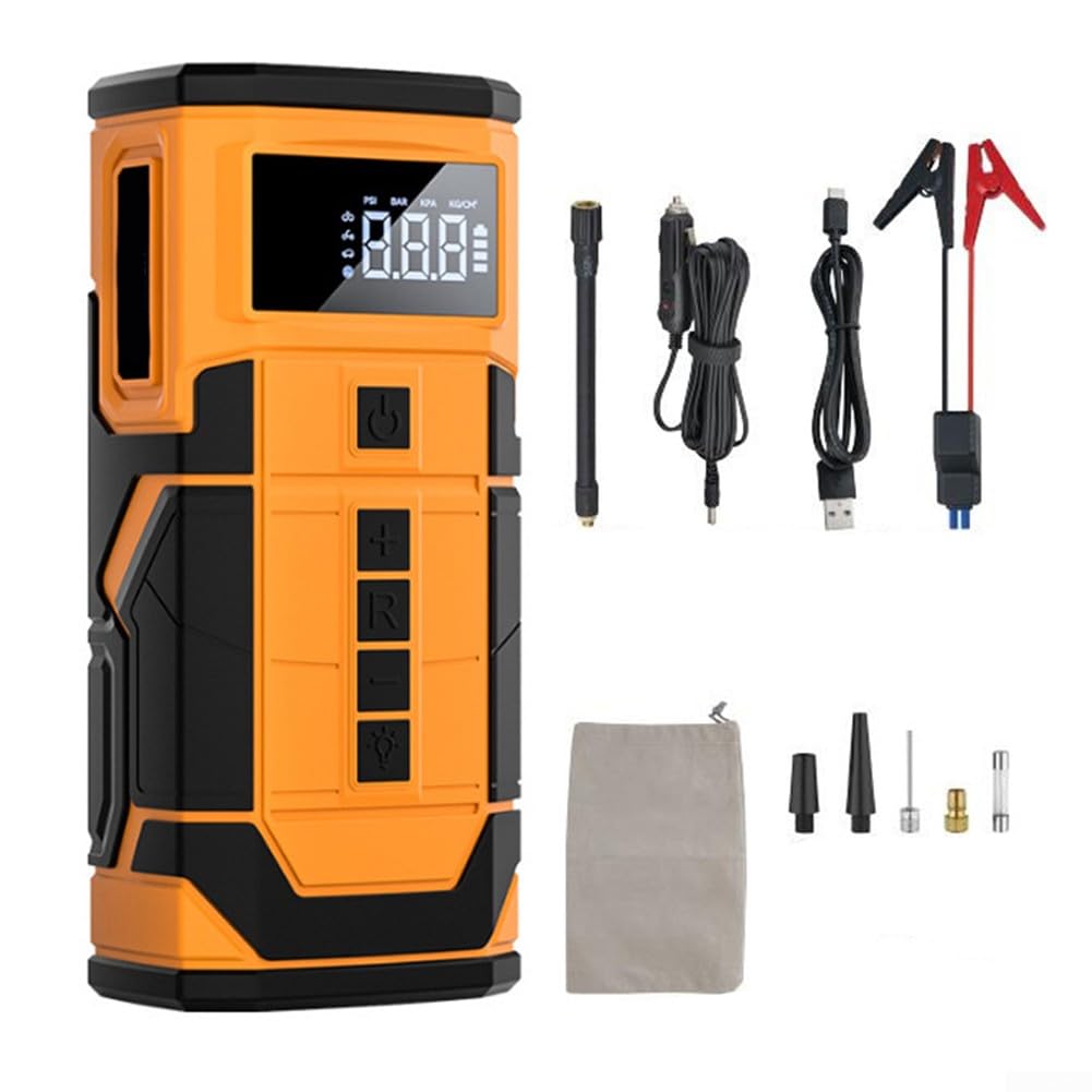 Auto Kabellose Luftpumpe Batteriestarter, 150PSI Aufblasbarer Batteriestarter für 12V Fahrzeuge Bälle, 8000A Auto Starthilfe, Smart LCD und Genaue Druckanzeige von FACULX