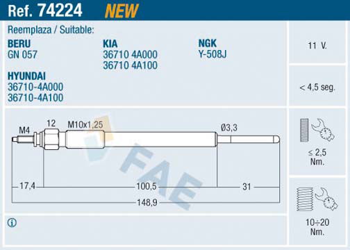 Glühkerze FAE 74224 von FAE