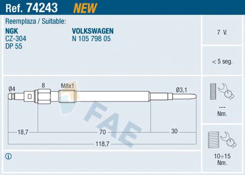 Glühkerze FAE 74243 von FAE