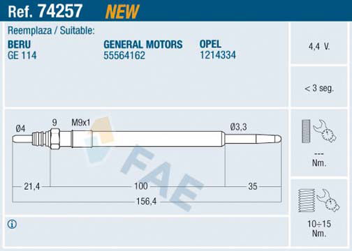 Glühkerze FAE 74257 von FAE