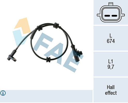 Sensor, Raddrehzahl Hinterachse FAE 78454 von FAE