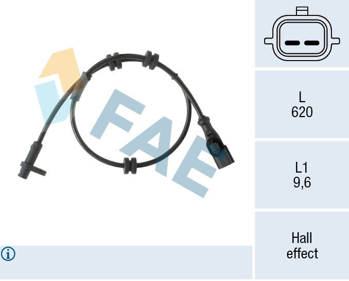 Sensor, Raddrehzahl Hinterachse FAE 78553 von FAE