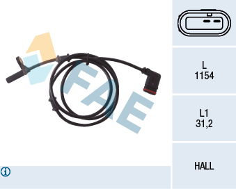 Sensor, Raddrehzahl Hinterachse links FAE 78028 von FAE