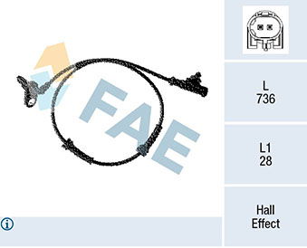 Sensor, Raddrehzahl Hinterachse links FAE 78328 von FAE