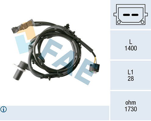 Sensor, Raddrehzahl Hinterachse links FAE 78384 von FAE