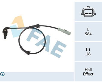 Sensor, Raddrehzahl Hinterachse links FAE 78442 von FAE