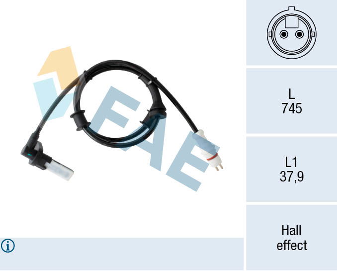 Sensor, Raddrehzahl Hinterachse links FAE 78554 von FAE