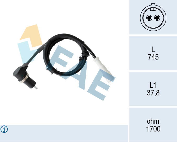 Sensor, Raddrehzahl Hinterachse links FAE 78555 von FAE