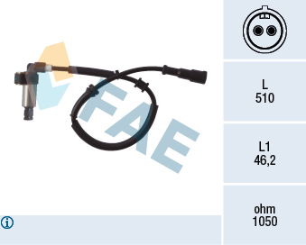 Sensor, Raddrehzahl Hinterachse rechts FAE 78002 von FAE