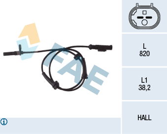 Sensor, Raddrehzahl Hinterachse rechts FAE 78050 von FAE