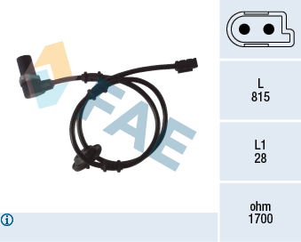 Sensor, Raddrehzahl Hinterachse rechts FAE 78075 von FAE