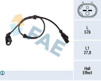 Sensor, Raddrehzahl Hinterachse rechts FAE 78276 von FAE