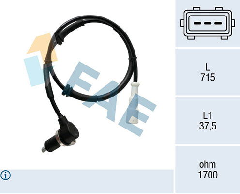 Sensor, Raddrehzahl Hinterachse rechts FAE 78465 von FAE