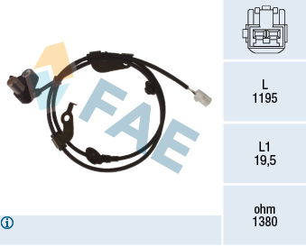 Sensor, Raddrehzahl Hinterachse rechts FAE 78474 von FAE