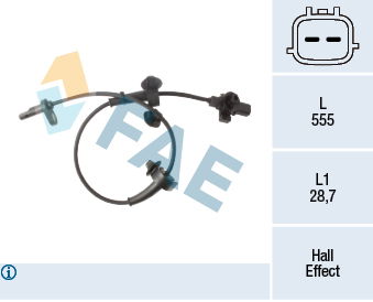 Sensor, Raddrehzahl Hinterachse rechts FAE 78491 von FAE