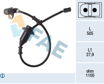 Sensor, Raddrehzahl Hinterachse rechts FAE 78497 von FAE