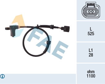 Sensor, Raddrehzahl Vorderachse FAE 78003 von FAE