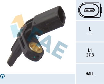 Sensor, Raddrehzahl Vorderachse links FAE 78012 von FAE