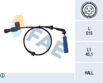 Sensor, Raddrehzahl Vorderachse links FAE 78014 von FAE