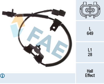 Sensor, Raddrehzahl Vorderachse links FAE 78478 von FAE