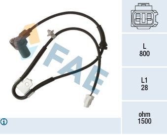 Sensor, Raddrehzahl Vorderachse rechts FAE 78494 von FAE