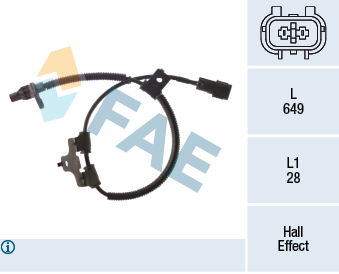 Sensor, Raddrehzahl Vorderachse rechts FAE 78496 von FAE