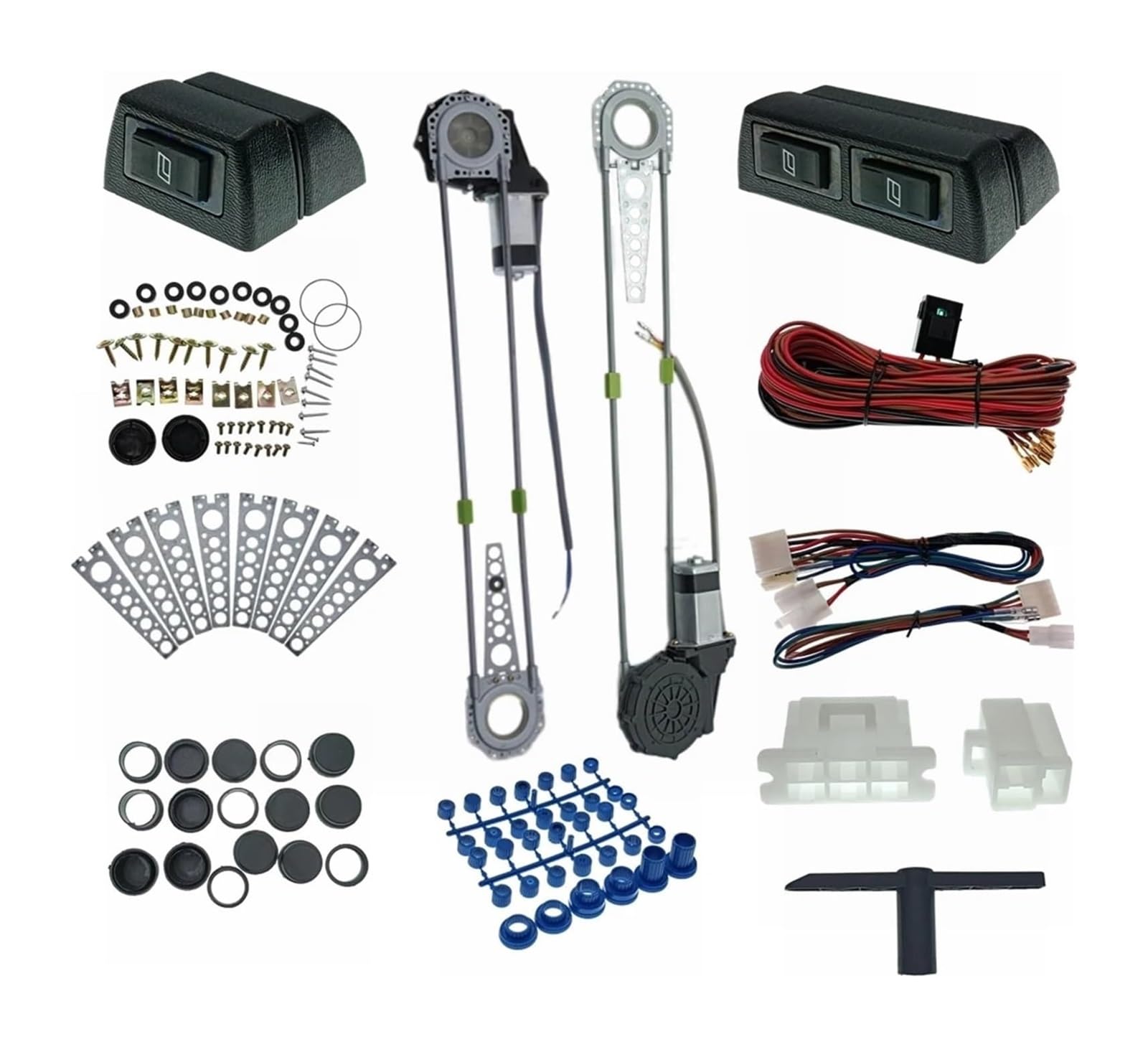 Elektrischer Fensterheber Auto Electric Power Fensterheber Regler Umwandlung Roll Up Schalter Kit Für 2 Tür Auto LKW SUV Auto 12V Auto Fensterheber Kit von FAHBSTR