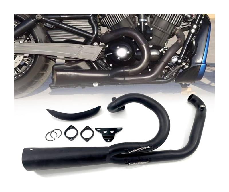 FAHBSTR Motorrad Auspuff Schalldämpfer Für H&Arley Für V-Rod 2003 2004 2005 2006 2007-2021 Auspuffanlage Schwarz 2 In 1 Schalldämpfer Zubehör Zubehör Motorrad(Black V-Rod 03-21) von FAHBSTR