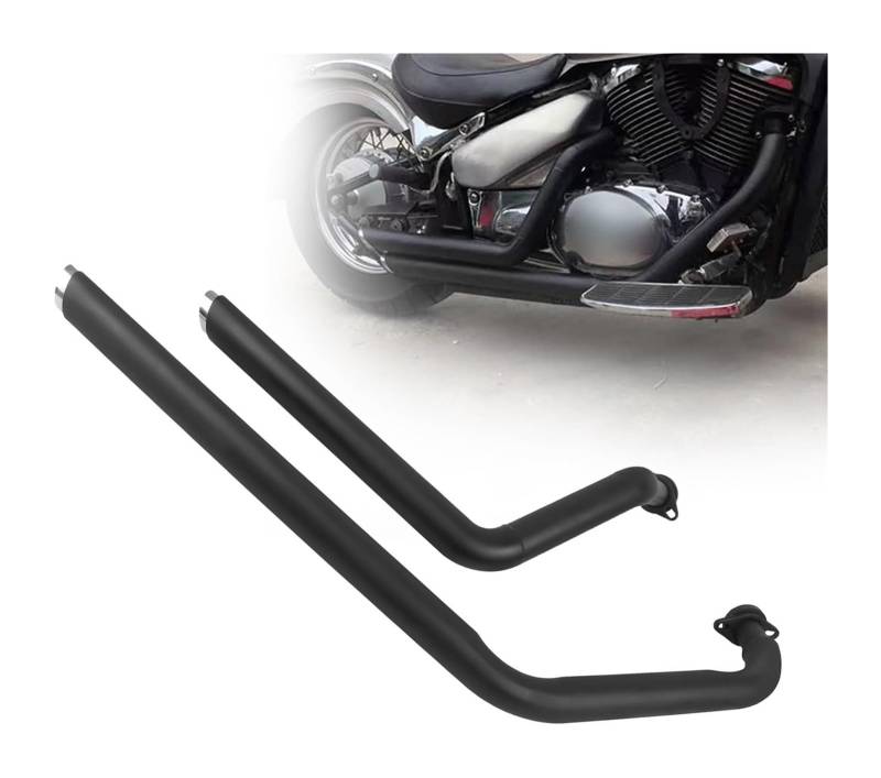 FAHBSTR Motorrad Auspuff Schalldämpfer Für Suz&uki Für B&oulevard C50 C50C C50T 2005-2014 Zubehör Shortshots Staggered Pipe Kit Schalldämpfer Schalldämpfer Zubehör(Schwarz) von FAHBSTR