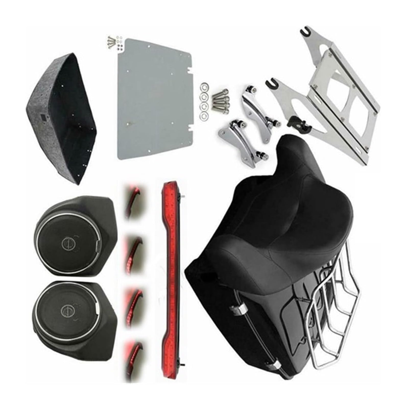 FAHBSTR Motorrad-Gepäckträger Für H&Arley Für Road Glide FLTRX 2015-2021 Motorrad Pack Trunk Rack Rückenlehne Lautsprecher Rücklicht Motorrad Zubehör Kit von FAHBSTR