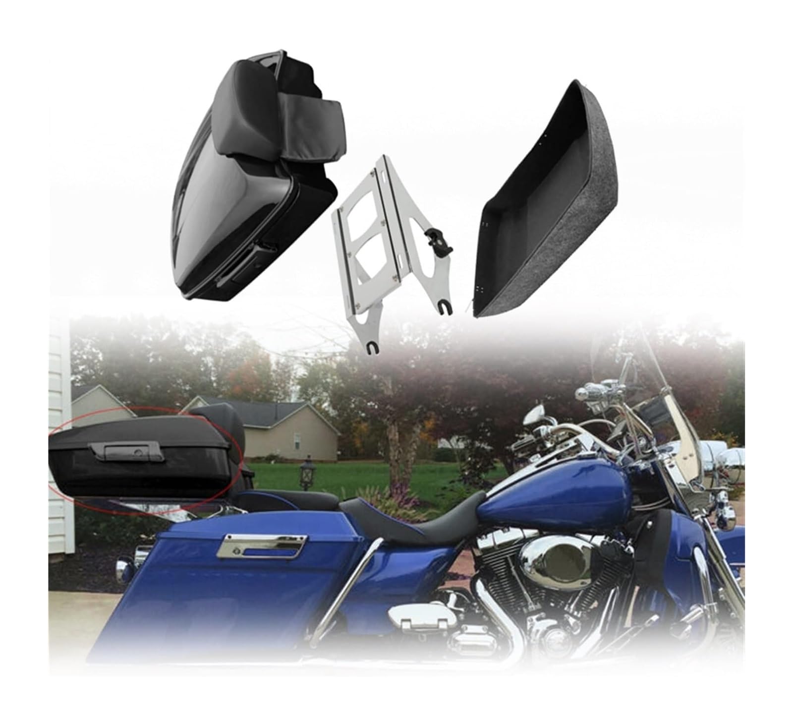 FAHBSTR Motorrad-Gepäckträger Für H&Arley Für Tour Pak Für Touring Road King Für Electra Street Glide 2014-2020 10,7 Tour Pack Kofferraum Rückenlehne Montieren Gepäck von FAHBSTR