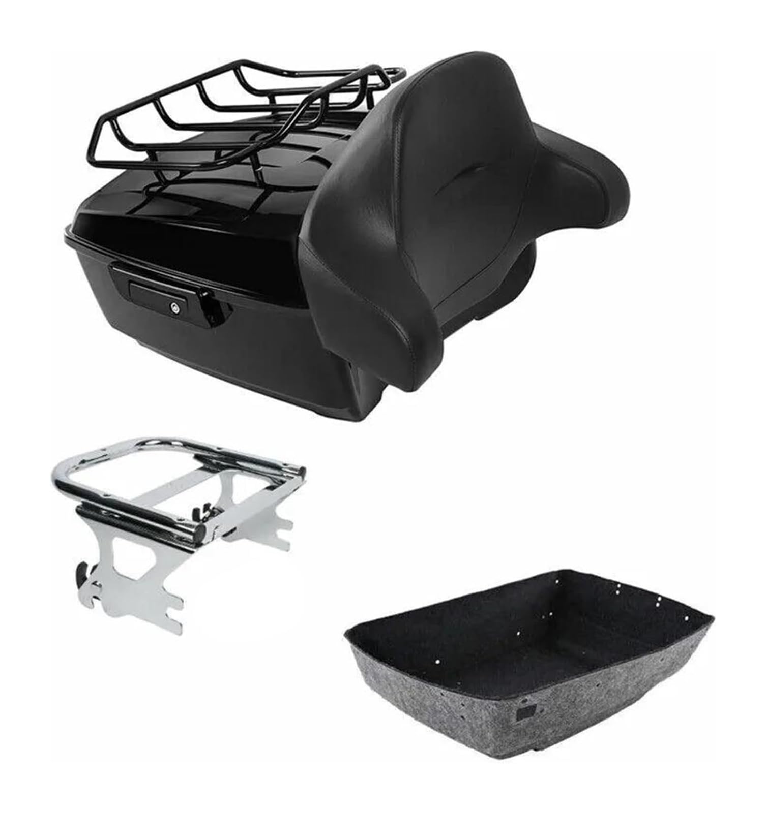 FAHBSTR Motorrad-Gepäckträger Für H&Arley Für Tour Pak Street Für Electra Glide 1997-2008 Motorrad King Pack Trunk Two Up Rack(Black -Rack Chrome) von FAHBSTR