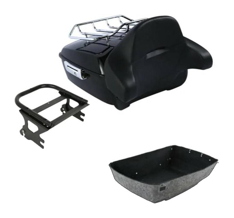 FAHBSTR Motorrad-Gepäckträger Für H&Arley Für Tour Pak Street Für Electra Glide 1997-2008 Motorrad King Pack Trunk Two Up Rack(Chrome -Rack Black) von FAHBSTR