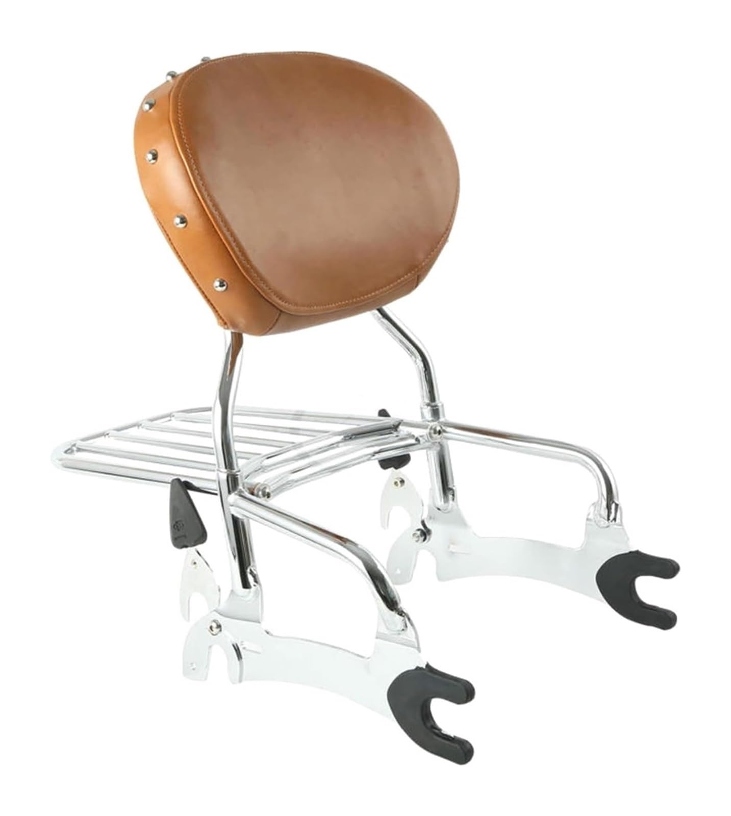 FAHBSTR Motorrad-Gepäckträger Für Indian Für Challenger Limited 2021 2022 Motorradzubehör Motorrad 12" Rückenlehne Sissy Bar W/Montagespulen(Tan-Chrome Set) von FAHBSTR