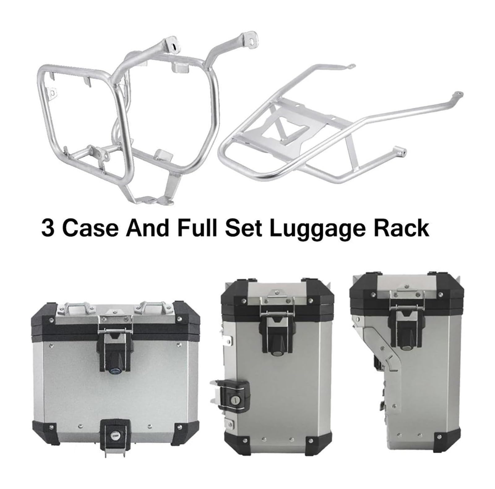 FAHBSTR Motorrad-Gepäckträger Für XADV750 X ADV 750 X-ADV750 2021 2022 2023 Motorrad Top Fall Schwanz Box Hinten Pannier Satteltasche Halterung Gepäck Box Rack(3 Case Rack Silver) von FAHBSTR