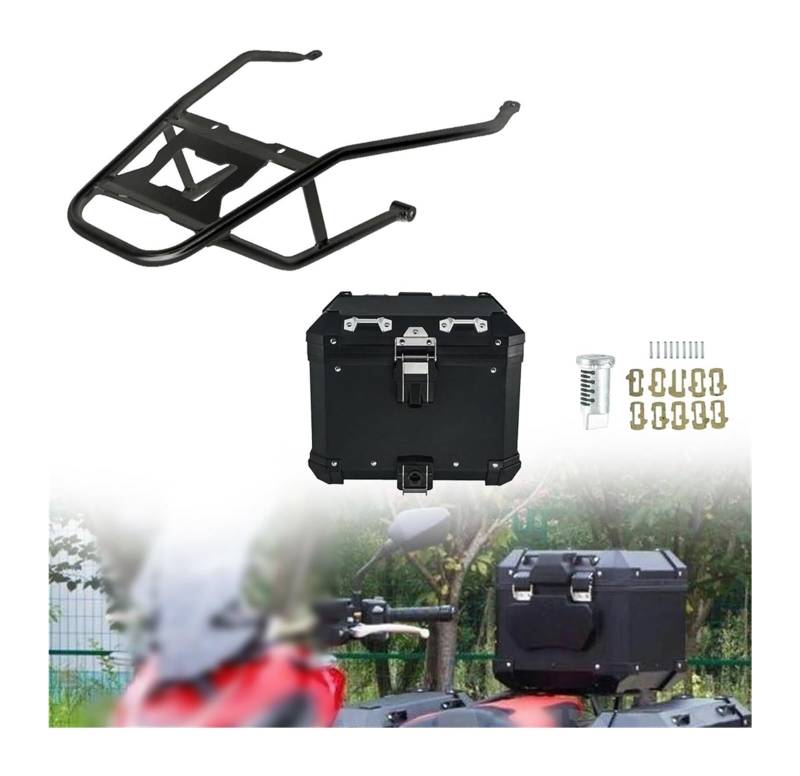 FAHBSTR Motorrad-Gepäckträger Für XADV750 X ADV 750 X-ADV750 2021 2022 2023 Motorrad Top Fall Schwanz Box Hinten Pannier Satteltasche Halterung Gepäck Box Rack(Top Case and Rack-Black) von FAHBSTR