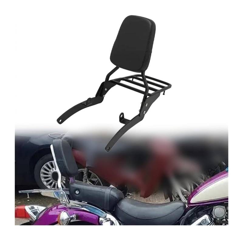 FAHBSTR Motorrad-Gepäckträger Für Y&amaha XV400 XV535 Für Virago XV 400 535 1987-up Passagier Hinten Rückenlehne Sissy Bar Mit Gepäck Pad Zubehör Motorrad(Schwarz) von FAHBSTR