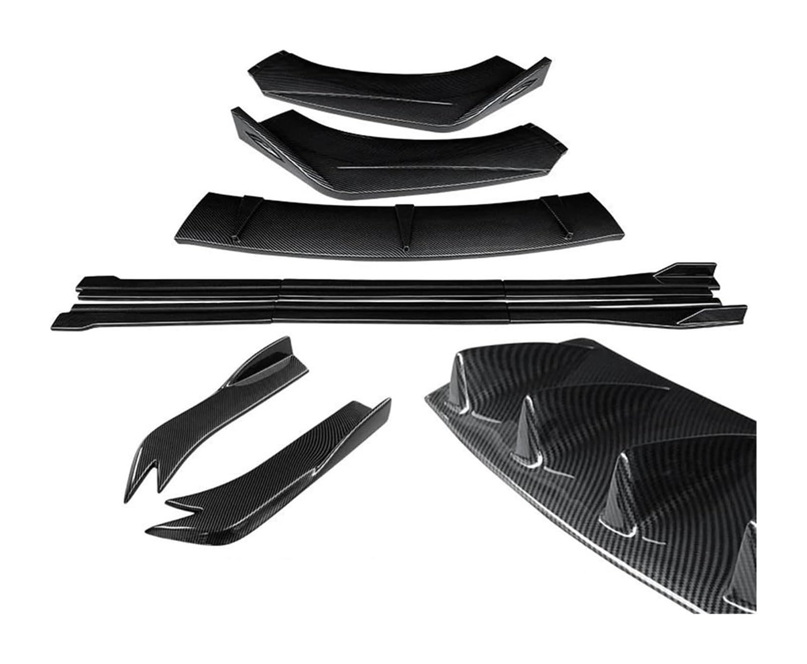 Frontstoßstange Lippe Für A4 B7 B8.5 S4 RS4 Universal Frontschürze Lip Spoiler Seite Splitter Deflektor Körper Kit Guards Seite Schritt Rock 12 Stücke(Carbon Fiber Look) von FAHBSTR